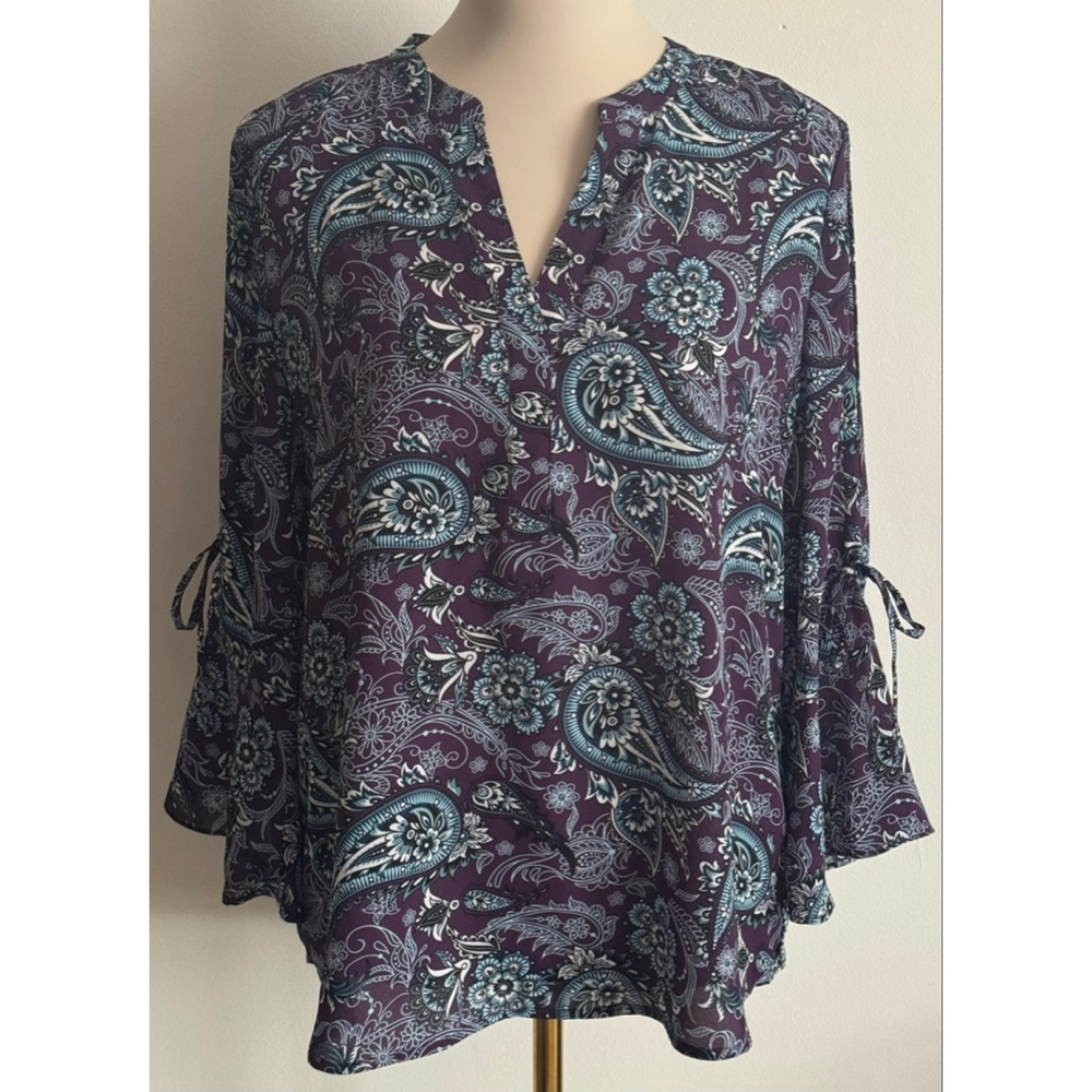 Women's Unbranded Purple & Blue Paisley Blouse L/XL